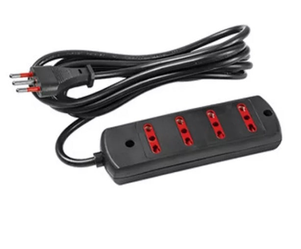 Alargue 3 metros 4xbipaso a ficha 3L Conatel negro - Tecatech-uy