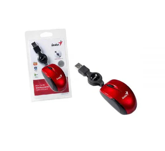 Mini Mouse Genius Retractil USB rojo - Tecatech-uy