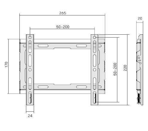 Soporte para TV lcd/led fijo perfil bajo hasta 43'' / 45kg - Tecatech-uy