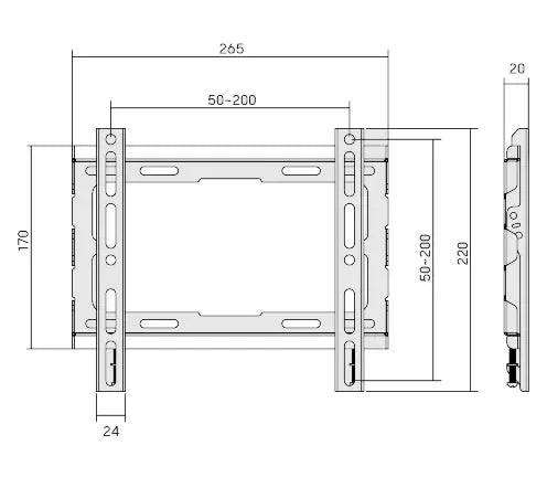 Soporte para TV lcd/led fijo perfil bajo hasta 43'' / 45kg - Tecatech-uy