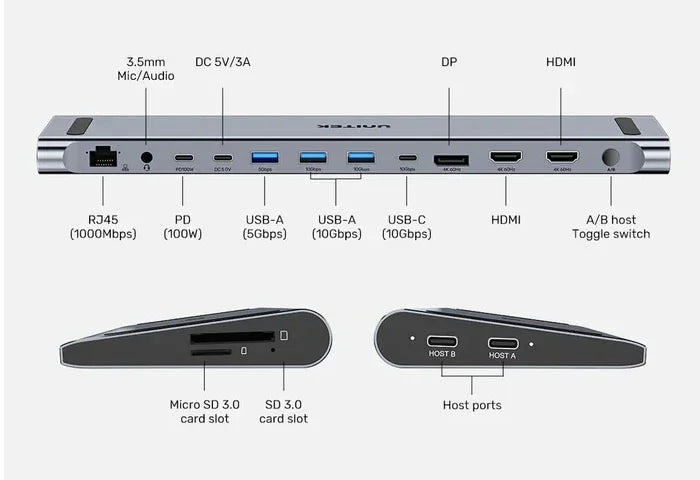 HUB USB-C Unitek 15 en 1 4K - Tecatech-uy