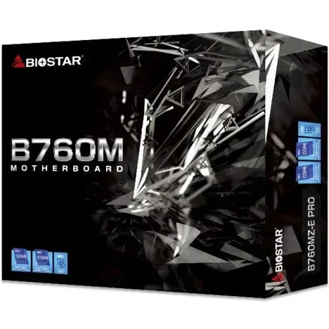 Caja de motherboard Biostar B760M para PC, compatible Intel, venta en Tecatech Uruguay