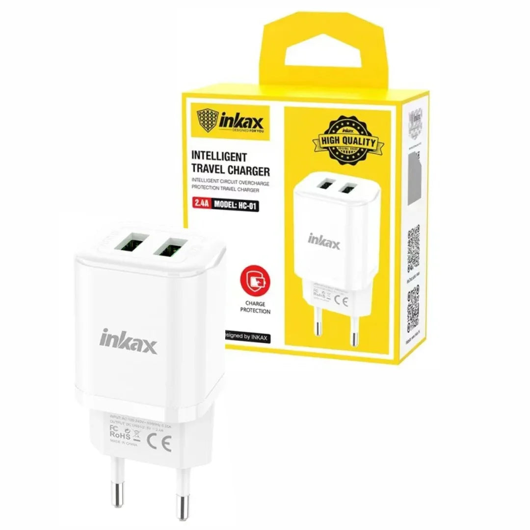 Cargador Inkax HC-02 blanco 2.4 A - Tecatech-uy