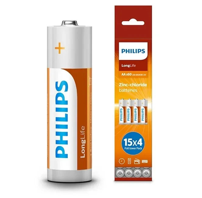 Pilas Philips Longlife AA x 60 - Tecatech-uy