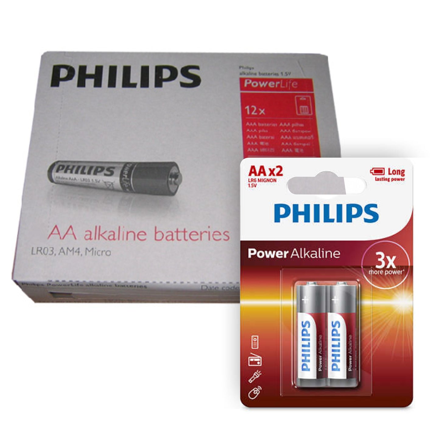 Pack de 12 blister de Pilas alcalinas Philips AA X2 unidades - Tecatech-uy