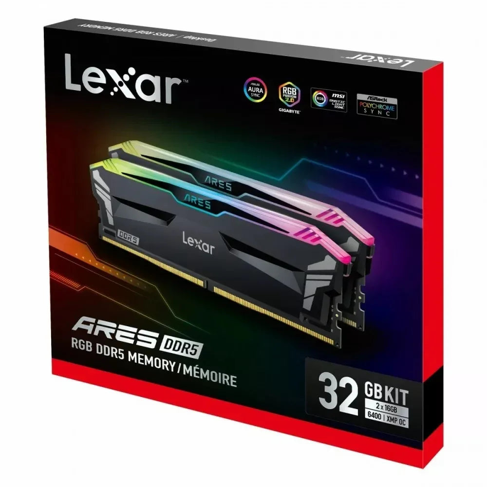 Memorias Lexar DDR5 32GB (16GB x2) 6400Mhz RGB - Tecatech-uy