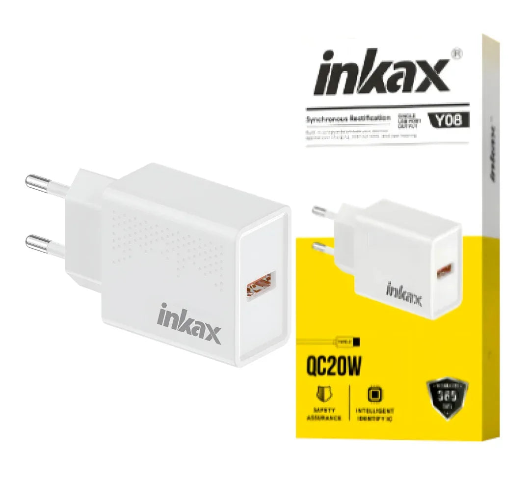 Cargador Inkax USB-A QC3.0 20w blanco - Tecatech-uy