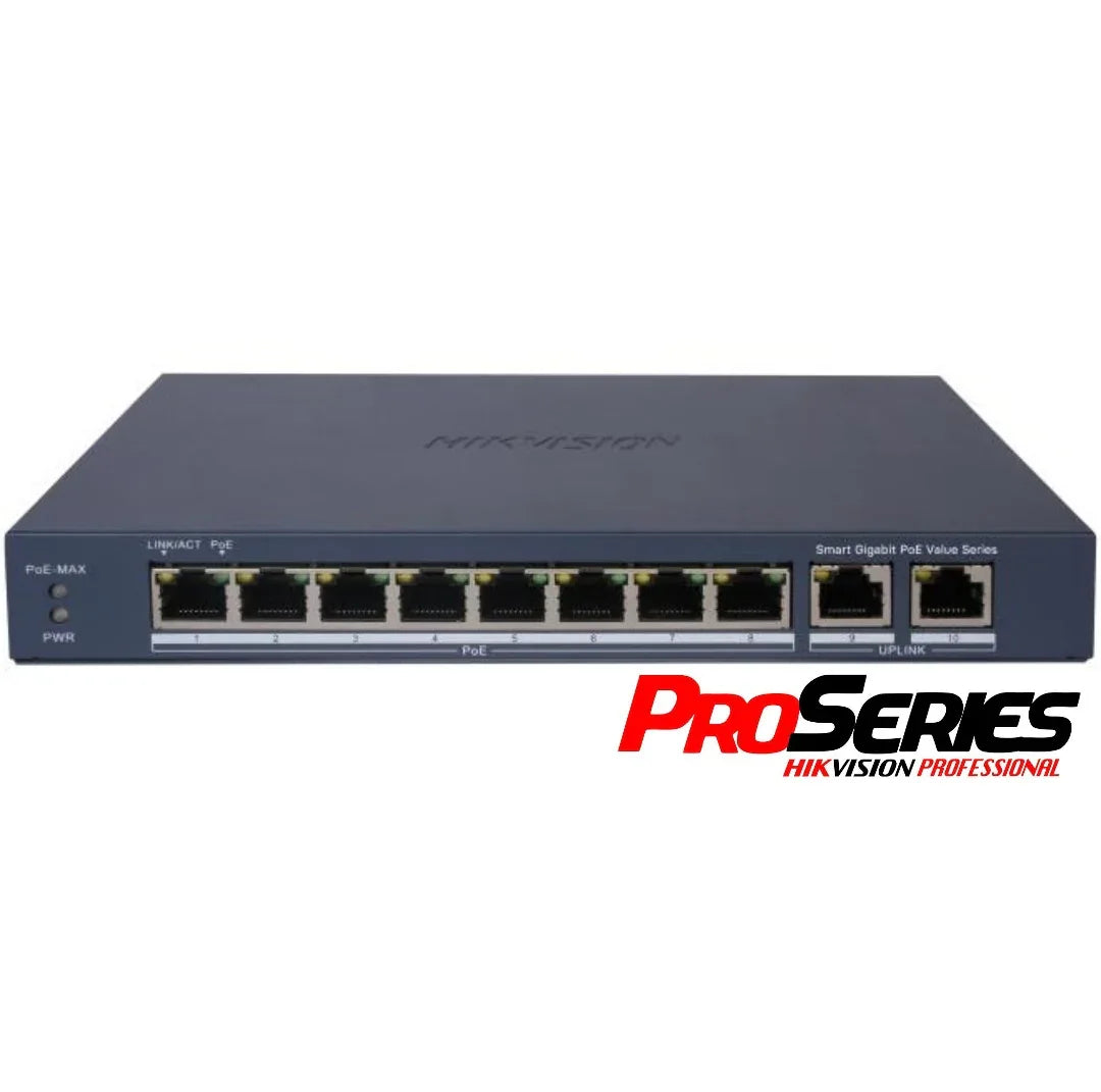 Switch PoE Hikvision PRO 10 puertos gigabit 110w admin. - Tecatech-uy