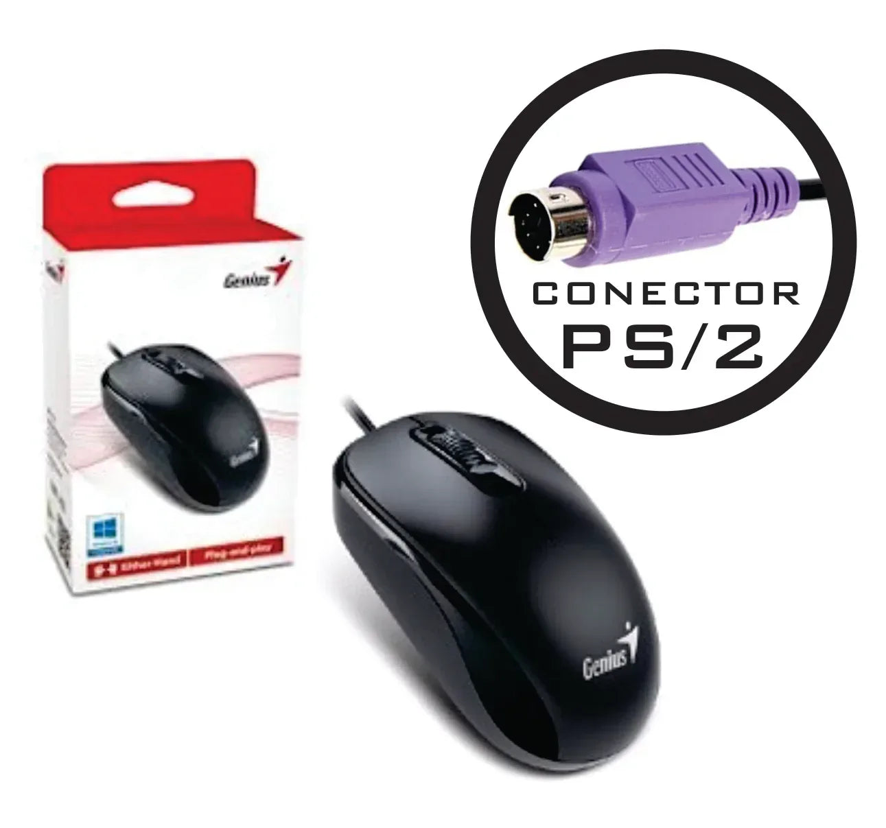 Mouse Genius DX-110 PS2 negro - Tecatech-uy