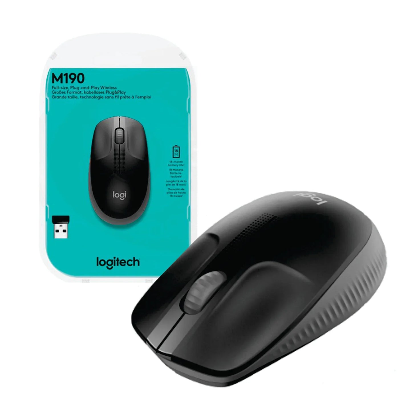 Mouse Logitech M190 inalámbrico negro - Tecatech-uy