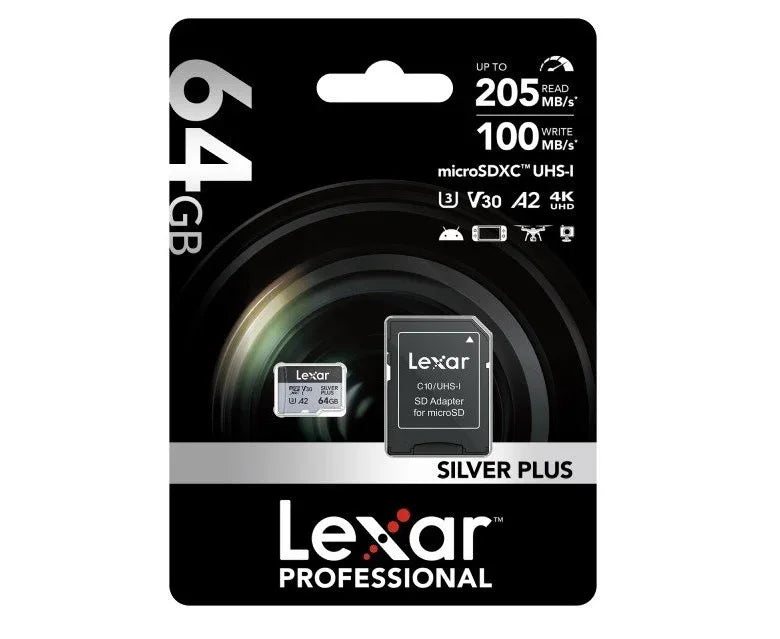 Memoria microSDXC Lexar Pro 64GB Silver Plus - Tecatech-uy