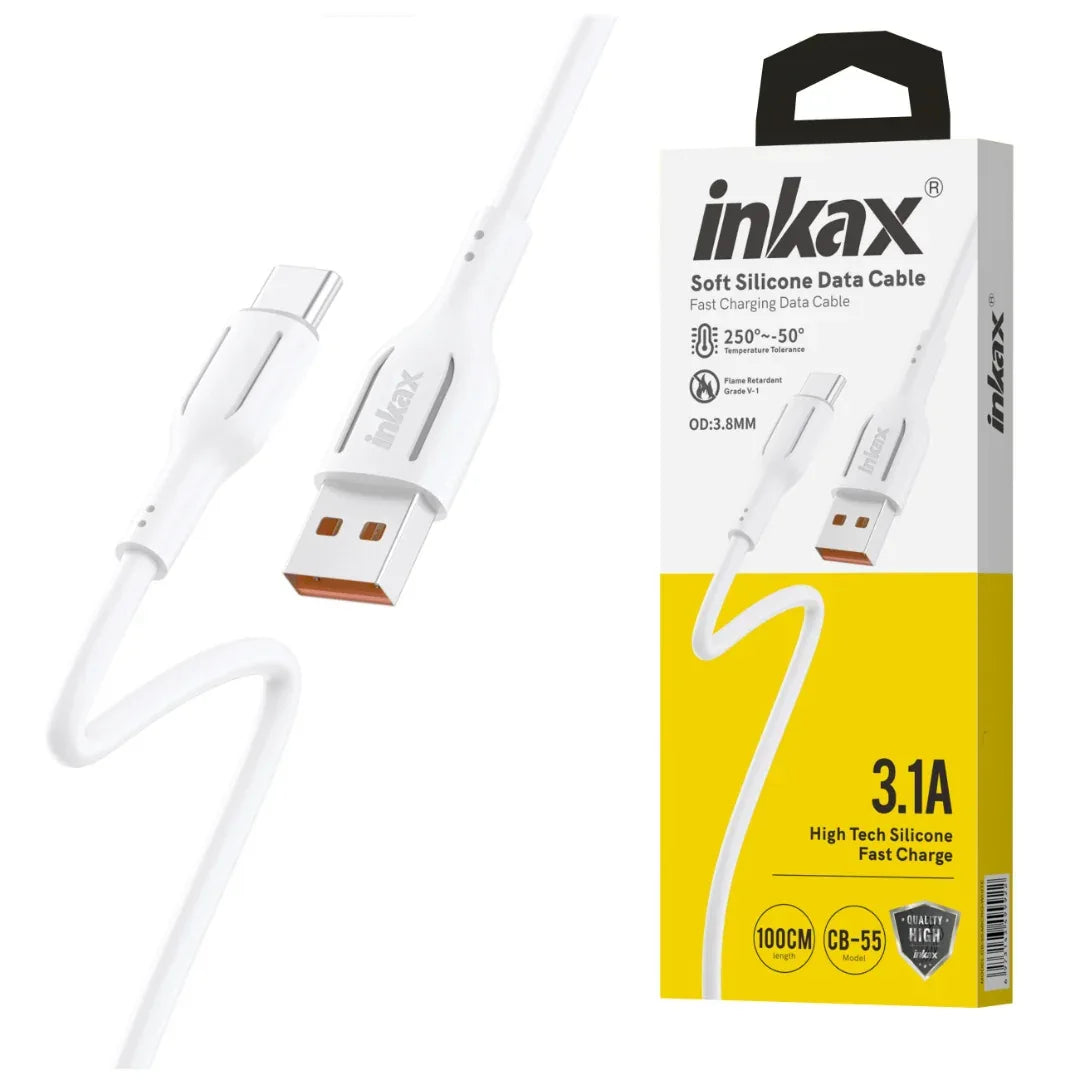 Cable Inkax Tipo-C 3.1A blanco 1M - Tecatech-uy