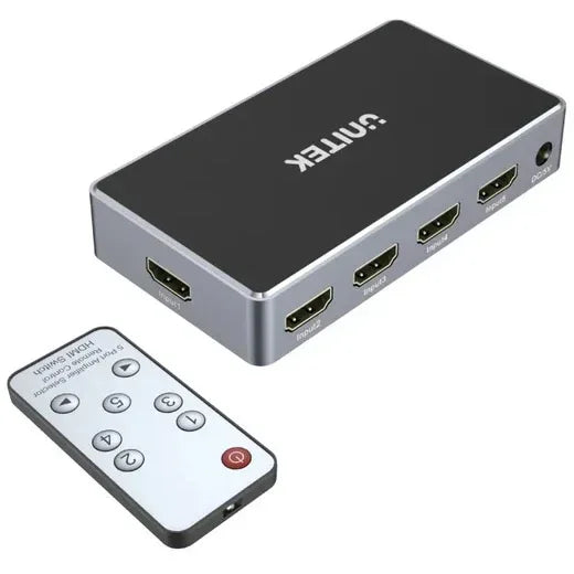 Switch Unitek HDMI 4K de 5 puertos con Control - Tecatech-uy