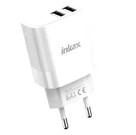 Cargador Inkax 2xUSB-A 2.1A blanco - Tecatech-uy