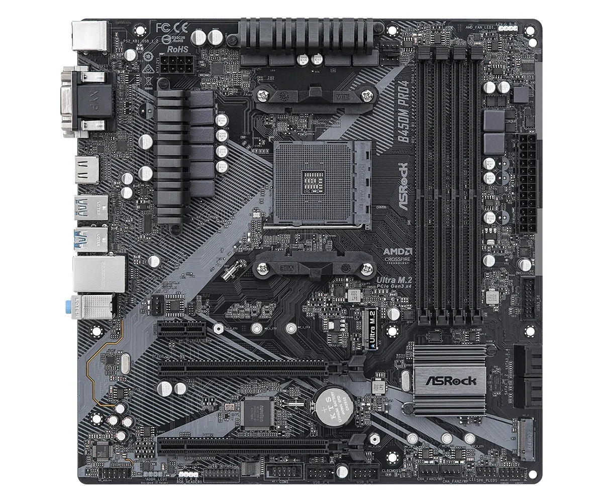 Mother Asrock B450M PRO4 R2.0 AM4 - Tecatech-uy