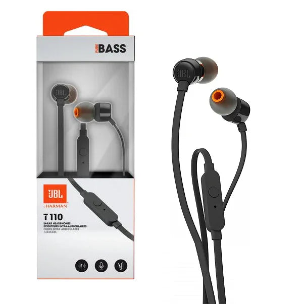 Auriculares JBL T110 manos libre negro - Tecatech-uy