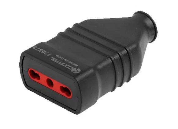 Ficha 3L bipaso hembra de goma con tierra negra Conatel - Tecatech-uy