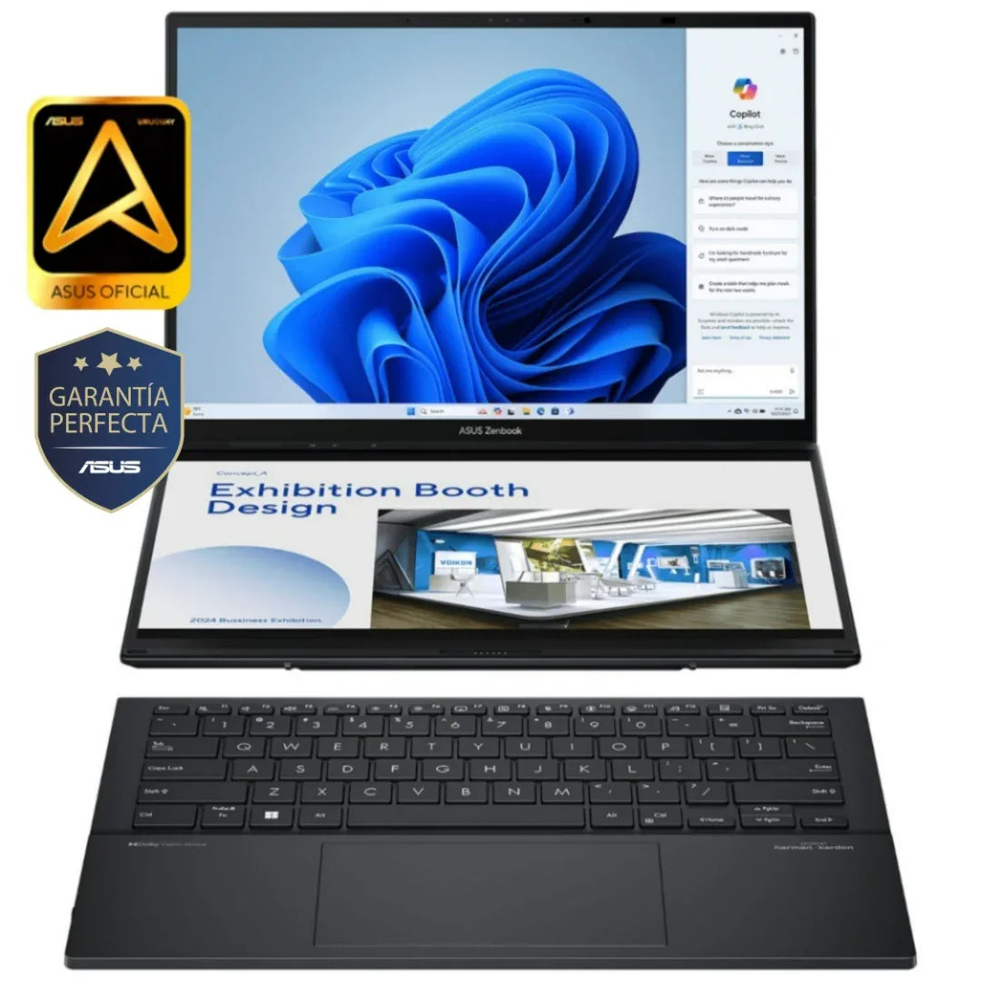 Notebook Asus Zenbook Duo Core Ultra 9 5.4Ghz, 32GB, 1TB SSD, DUAL 14'' 3K Oled Touch - Tecatech-uy