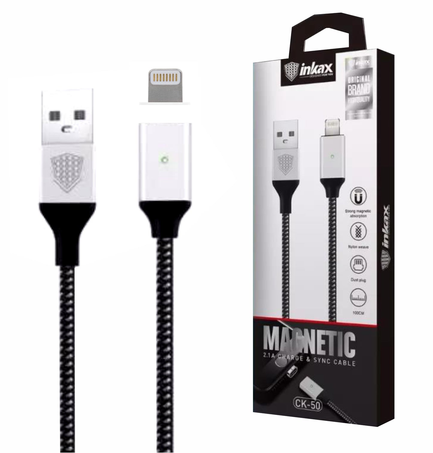 Cable Inkax 1 metro USB-A a Lightning magnético - Tecatech-uy