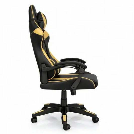 Silla Gamer ergonómica con masajes negra y dorada