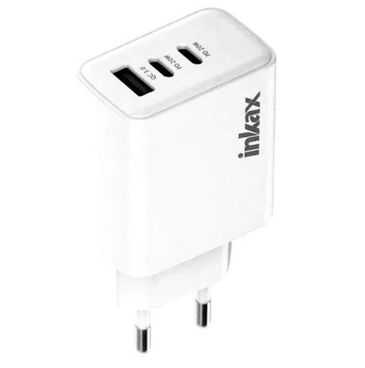 Cargador Inkax USB-A + 2xUSB-C 40W blanco - Tecatech-uy