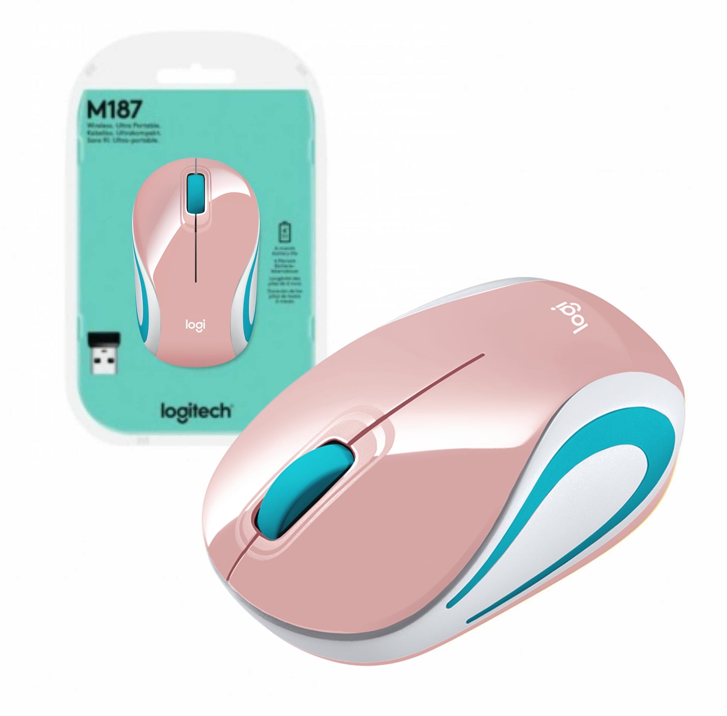 Mini Mouse Logitech M187 inalámbrico rosa