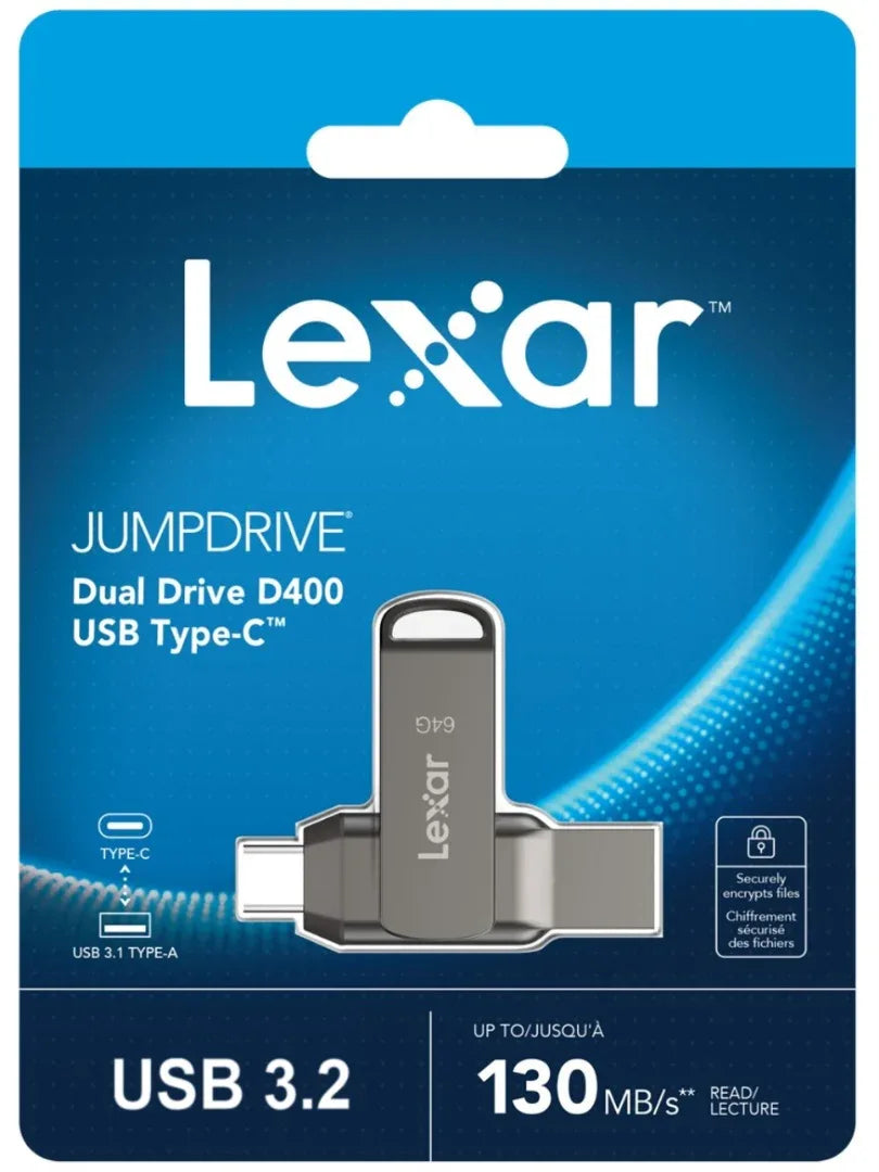 Pendrive Lexar 128GB JumpDrive Dual Drive D400 USB 3.2 - Tecatech-uy