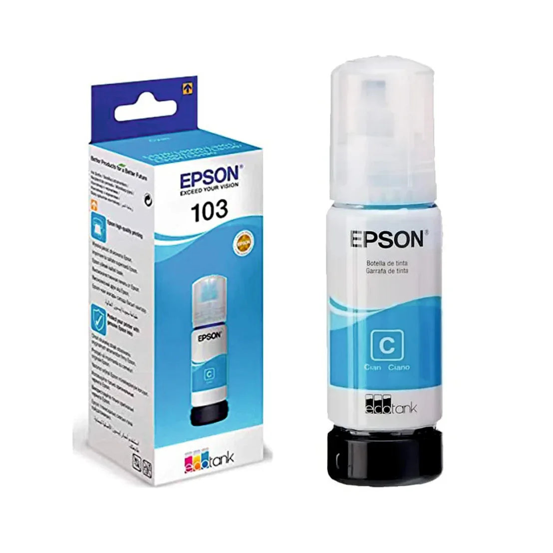 Botella Tinta Epson 103 EcoTank cyan - Tecatech-uy