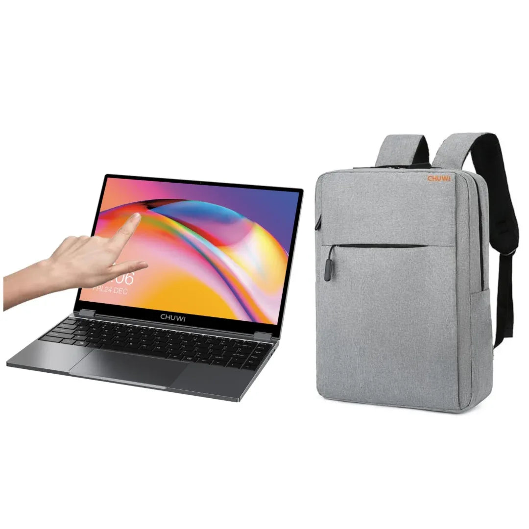 Notebook Convertible Chuwi Quadcore + Mochila gris - Tecatech-uy