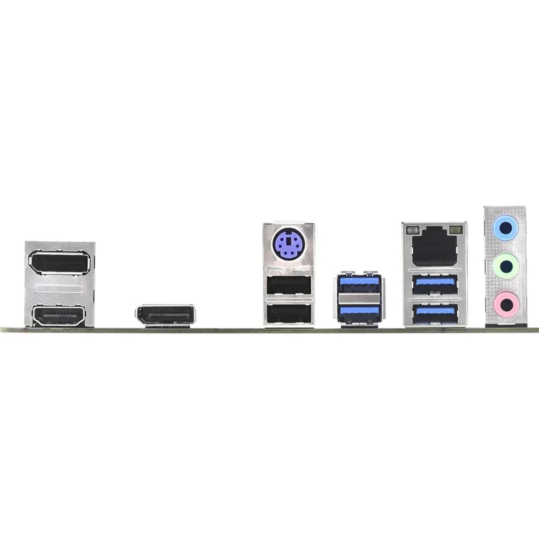Puertos traseros de placa madre: HDMI, USB, Ethernet, audio, ideal para PC custom Tecatech-uy