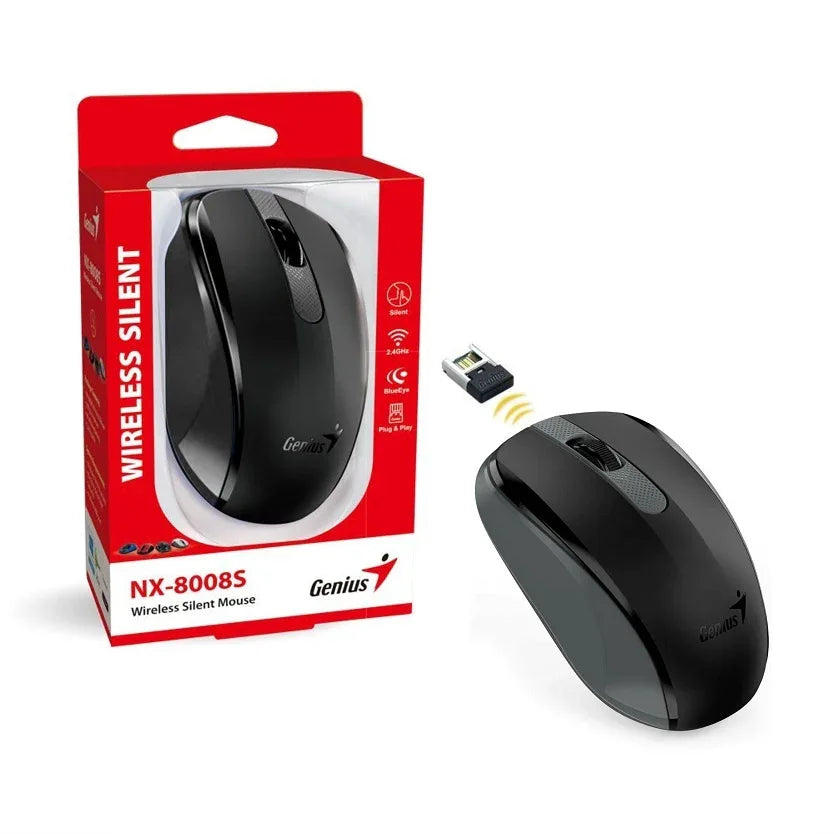 Mouse Genius NX-8008S silencioso inalámbrico negro - Tecatech-uy