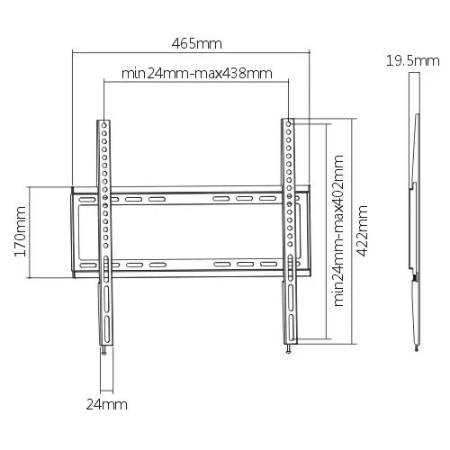 Soporte para TV fijo ultra delgado hasta 55'' - Tecatech-uy