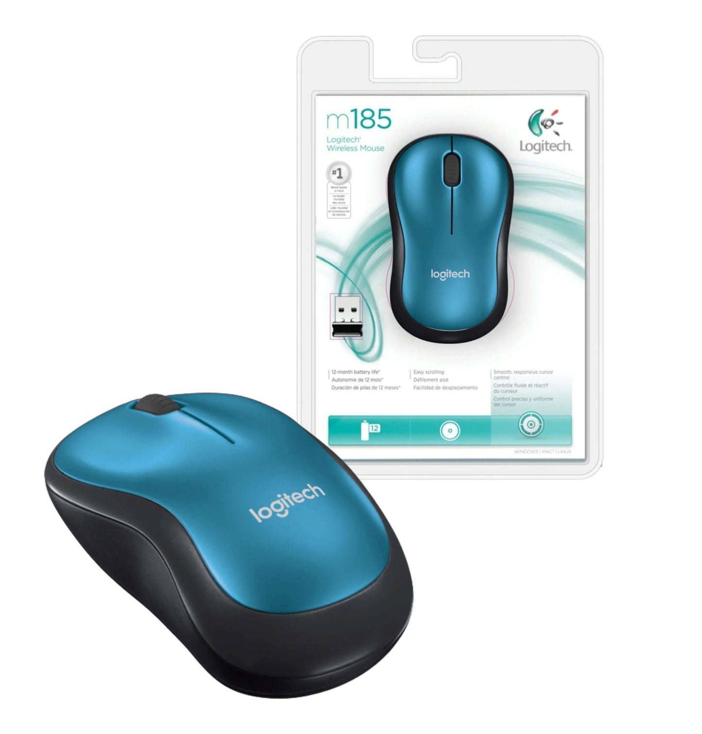 Mouse Logitech M185 inalámbrico azul - Tecatech-uy