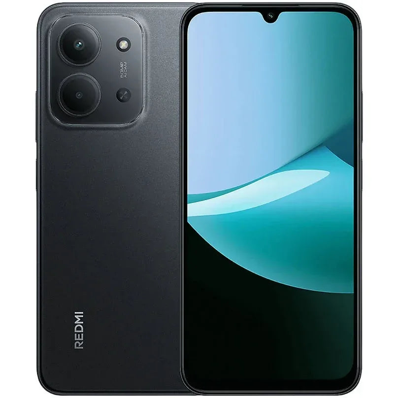 Celular Redmi moderno negro con doble cámara, pantalla grande y diseño elegante en Tecatech Uruguay