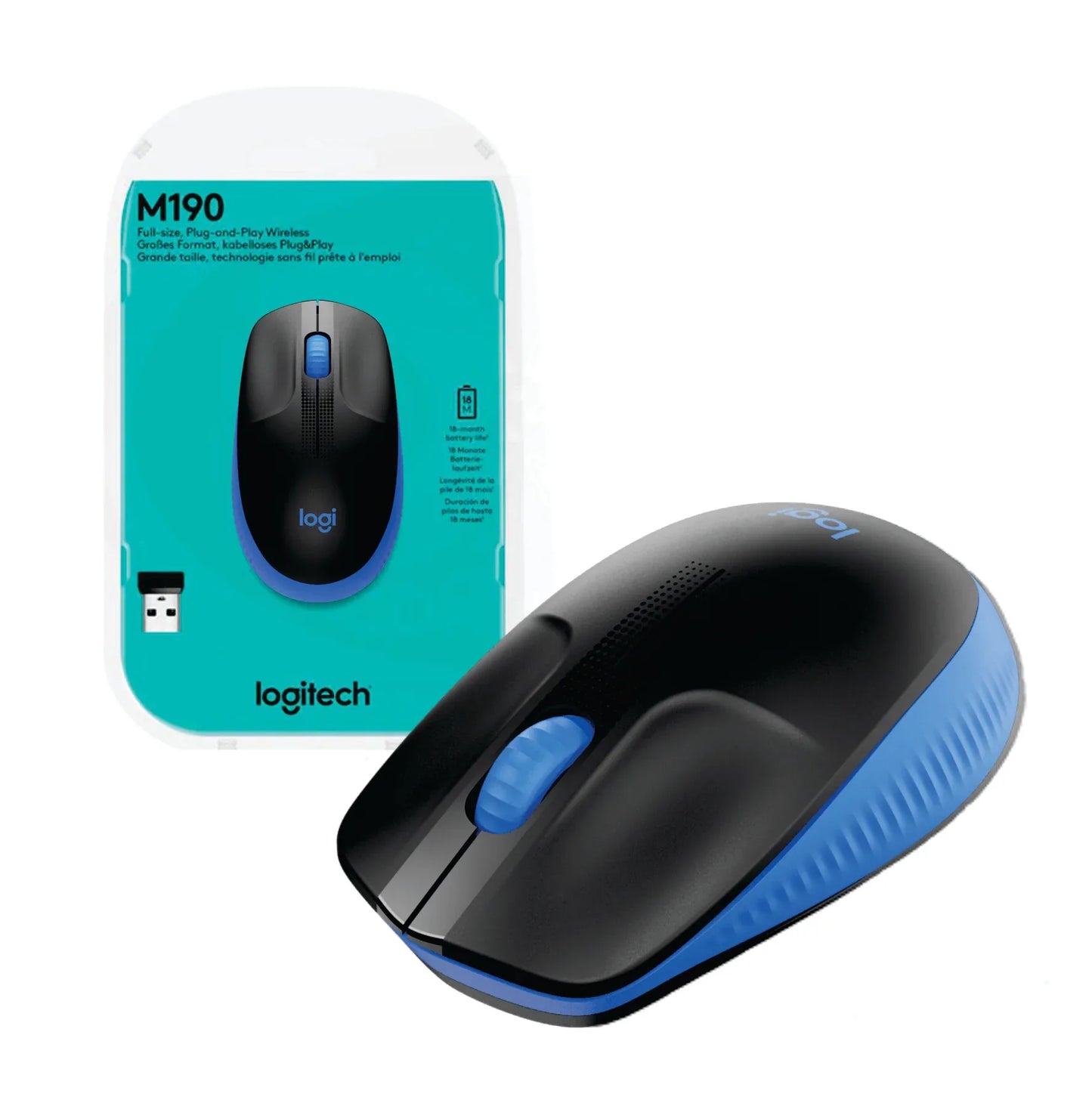 Mouse Logitech M190 inalámbrico azul - Tecatech-uy