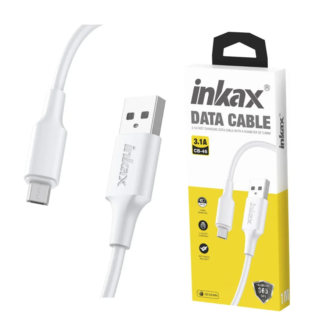 Cable Inkax Micro USB 3.1A blanco 3M - Tecatech-uy