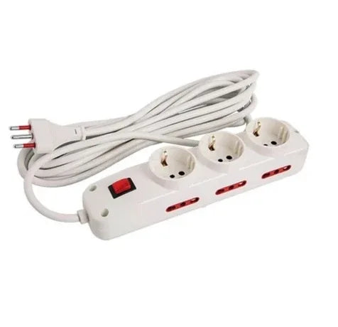 Alargue 3 metros 3xSchuko 6x3L a ficha 3L Conatel - Tecatech-uy