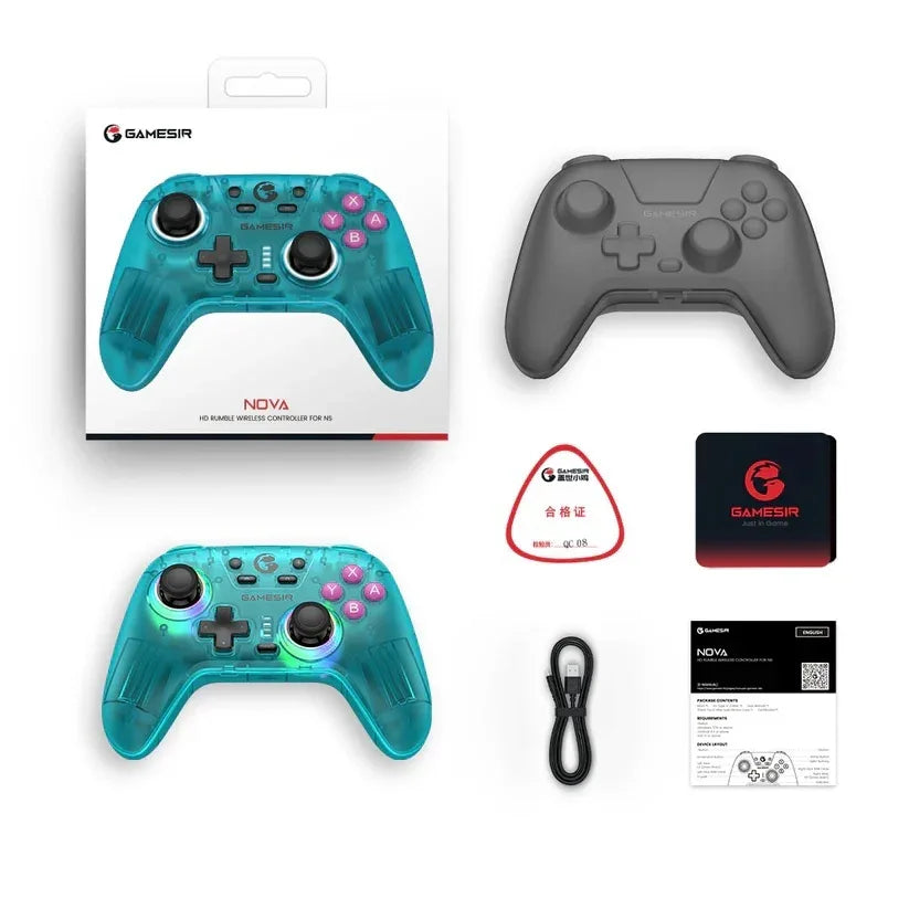 Joystick GameSir T4 Nova HD Rumble verde azulado Bluetooth - Tecatech-uy