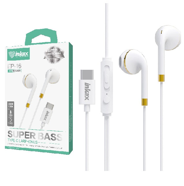 Auriculares Inkax USB tipo-C blancos - Tecatech-uy
