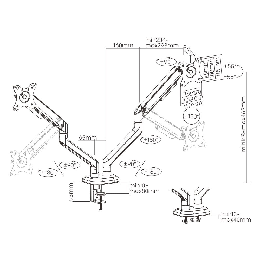 Soporte doble para monitor gaming hasta 32''