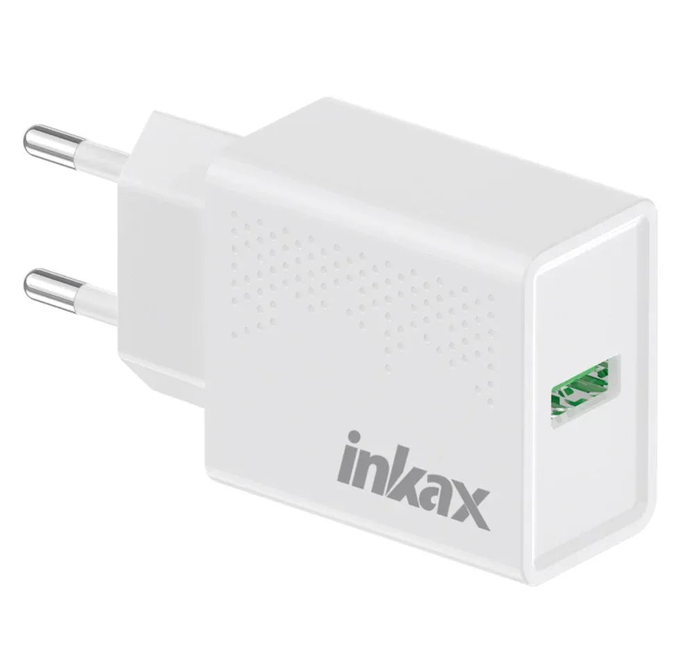 Cargador Inkax USB-A 2.1A blanco - Tecatech-uy