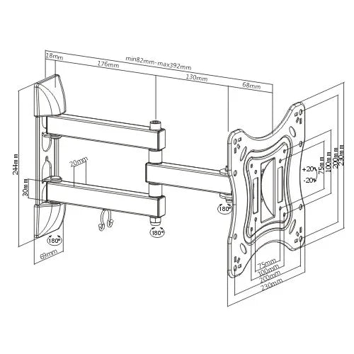Soporte para TV lcd/led movil hasta 42'' / 20kg - Tecatech-uy