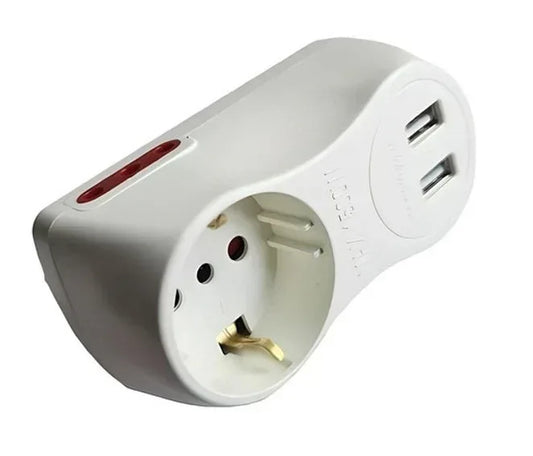 Adaptador 1xSchuko + 2x3L a 3L + 2USB Conatel - Tecatech-uy