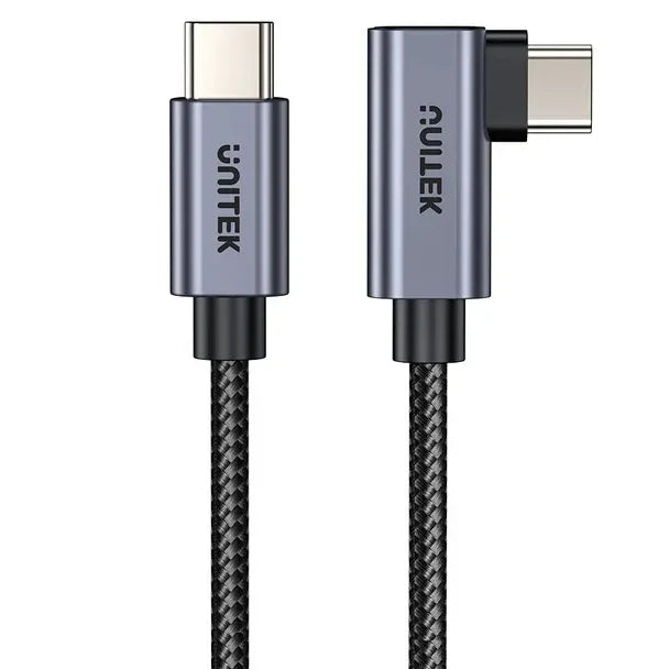 Cable Unitek USB-C a USB-C 90 grados PD 100w 2m - Tecatech-uy