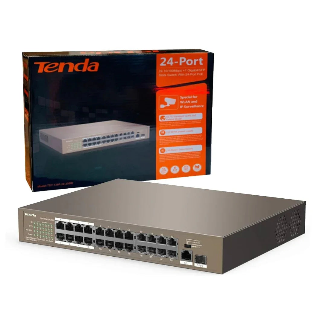 Switch Tenda PoE 24 puertos 250W - Tecatech-uy
