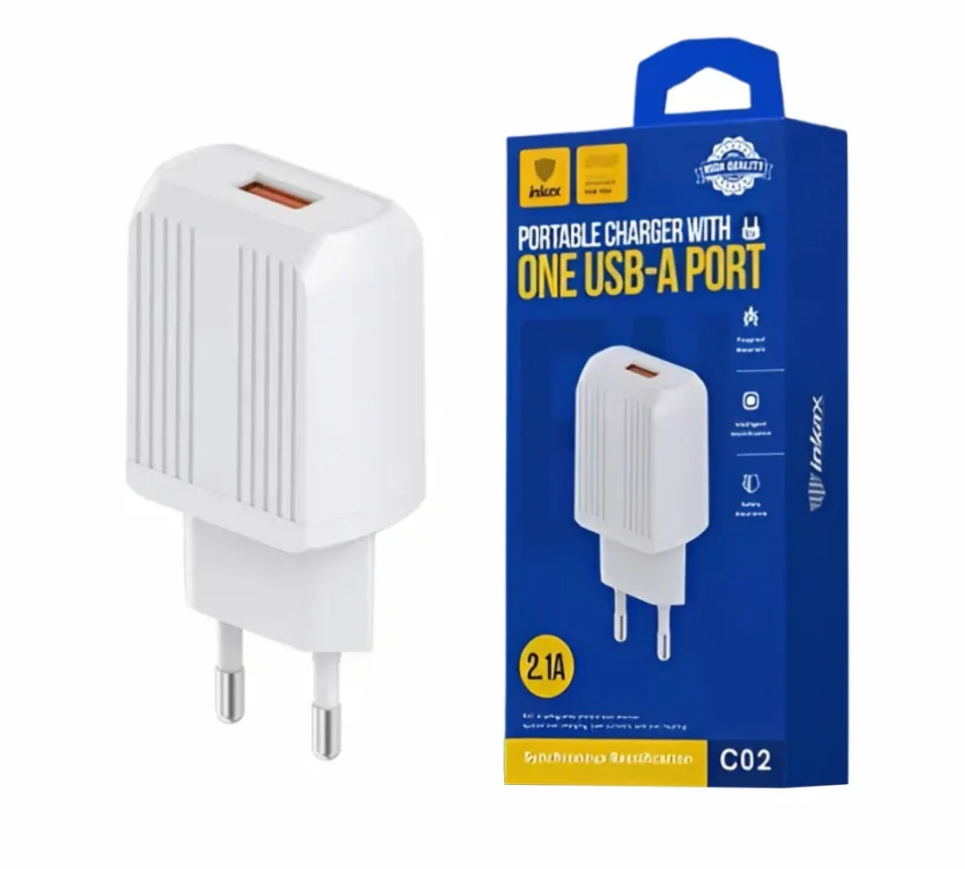 Cargador Inkax USB-A 2.1a blanco - Tecatech-uy