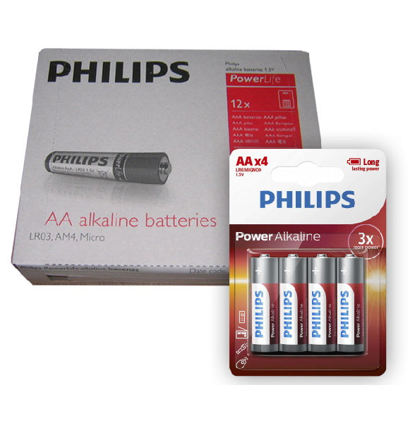 Pack de 12 blister de Pilas alcalinas Philips AA X 4 unidades - Tecatech-uy