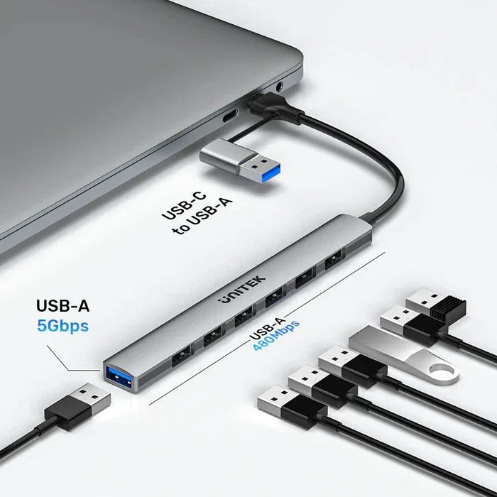 HUB USB-C Unitek 7 en 1 - Tecatech-uy
