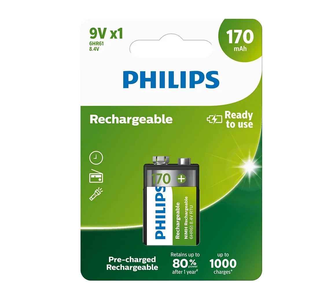 Bateria recargable Philips 9V 170mAh - Tecatech-uy