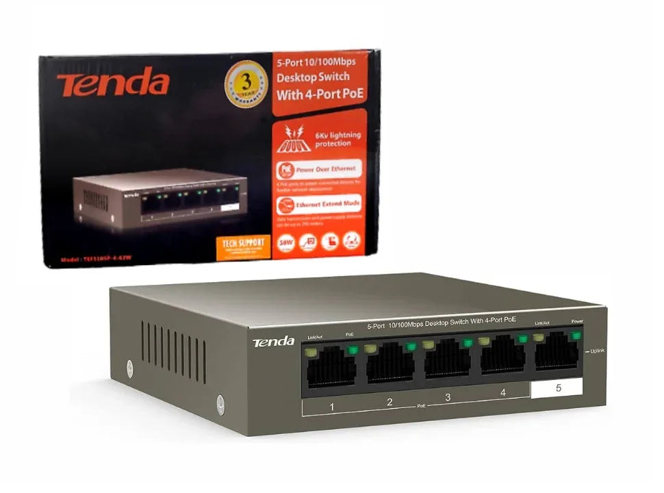 Switch Tenda PoE 4+1 puertos - Tecatech-uy
